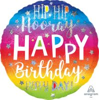 Jumbo Holographic Hip Hip Hooray Birthday Balloon