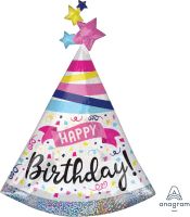 SuperShape Holographic Happy Birthday Sparkle Banner Balloon