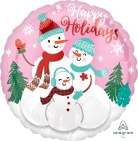 18" Happy Holidays Snow Family Balloon
