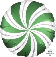 18" Satin Infused Emerald Candy Swirls Balloon