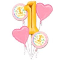 Balloon Bouquet Girl 1st Birthday Pink & Gold