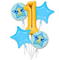 Balloon Bouquet Boy 1st Birthday Blue & Gold