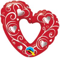14" Hearts and Filigree Red Balloon
