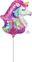 MiniShape Iridescent Heart Unicorn Balloon