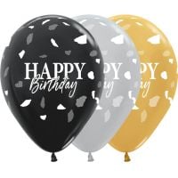 11" Happy Birthday Terrazo Metallic Assortment (50pcs) Balloons
