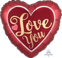 Jumbo Satin Sangria and Gold Love You Balloon