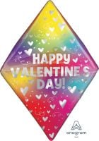 UltraShape Anglez Happy Valentines Day Rainbow Hearts and Swirls Gem Balloon