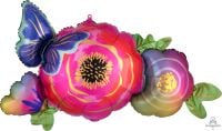 SuperShape Satin Flowers and Butterfly Balloon
