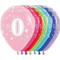 11" Number 0 Assortment (50pcs) Balloons