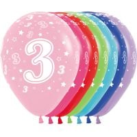 11" Number 3 Assortment (50pcs) Balloons