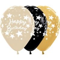 11" Happy Birthday Star & Metallic Assortment (50pcs) Balloons