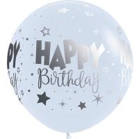 36" Happy Birthday Fantasy White (2pcs) Balloons