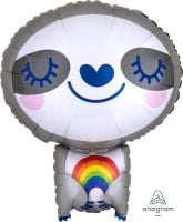 18" Shape Sloth with Rainbow Balloon
