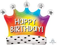 SuperShape Birthday Satin Rainbow Crown Balloon