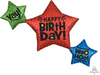 SuperShape Satin Star Trio Birthday Balloon