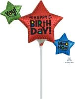 MiniShape Satin Star Trio Birthday Balloon