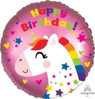 18" Satin Unicorn Birthday Balloon