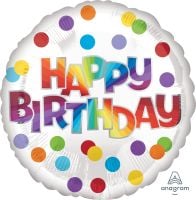 18" Happy Birthday Dots of Color Balloon