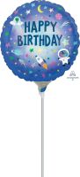 09" Iridescent Happy Birthday Outer Space Balloon