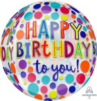 Orbz Clear Happy Birthday Jewel Tones Balloon