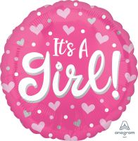 18" Its A Girl Hearts and Dots Balloon