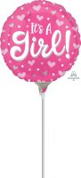 09" Its A Girl Hearts and Dots Balloon