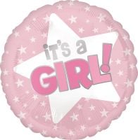 18" Its A Girl Pink Star Balloon