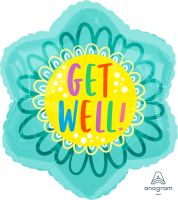 18" Shape Get Well Doodle Flower Balloon