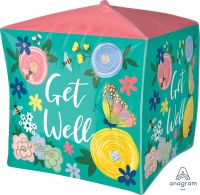 UltraShape Cubez Get Well Floral Garden Balloon