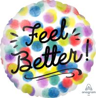 18" Feel Better Watercolor Dots Balloon