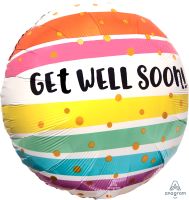 18" Get Well Bold Stripes Balloon
