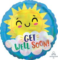 18" Iridescent Get Well Happy Sun Balloon