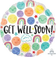 18" Get Well Happy Doodles Balloon