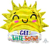 SuperShape Iridescent Get Well Happy Sun Balloon