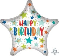 18" Happy Birthday Stars and Dots Balloon
