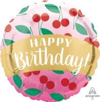 18" Happy Birthday Cherries Balloon