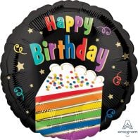 18" Happy Birthday Rainbow Cake Slice Balloon