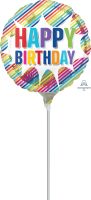 09" Happy Birthday Striped Burst Balloon