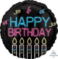 18" Neon Birthday Candles Balloon