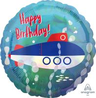 18" Iridescent Submarine Birthday Balloon