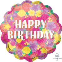 SuperShape Happy Birthday Day Floral Fun Balloon