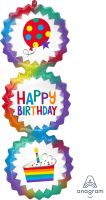 SuperShape Happy Birthday Day Ombre Bursts Balloon