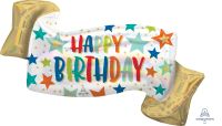 SuperShape Iridescent Birthday Banner Balloon