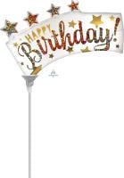 MiniShape Satin Happy Birthday Glitter Banner Balloon