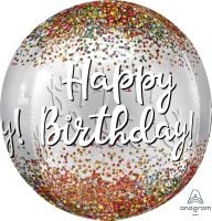 Orbz Clear Happy Birthday Sequins Balloon