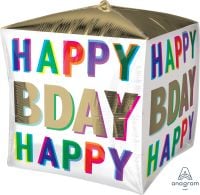 UltraShape Cubez Birthday Offset Letters Balloon