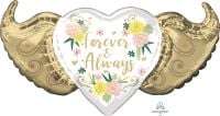 SuperShape Forever and Always Floral Winged Heart Balloon