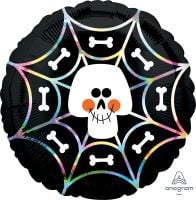 18" Holographic Iridescent Skull Web Balloon