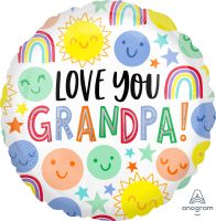 18" Love You Grandpa Happy Faces Balloon