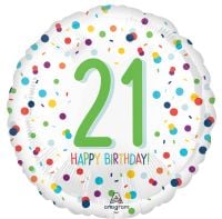 Standard Confetti Birthday 21 Balloon